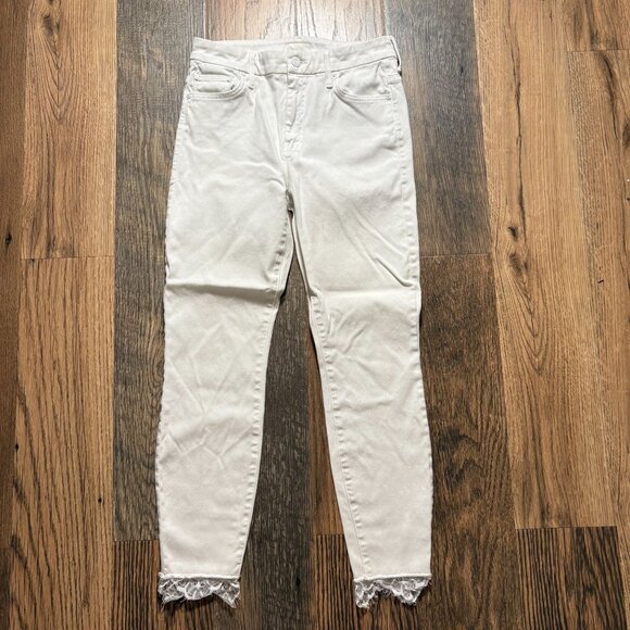 Mother High Waisted Looker Dagger Ankle Fray Glass Slipper Jeans Women's Size 28 - Picture 1 of 8